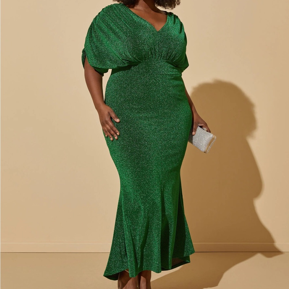 Ashley Stewart size 30/32 glitzy green dress